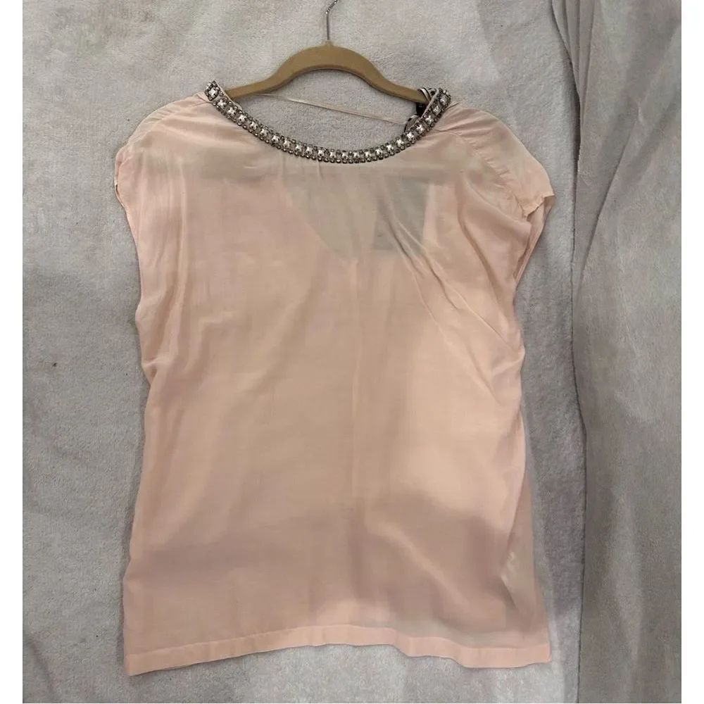 Zara tee with diamonds peach color size M new with tags